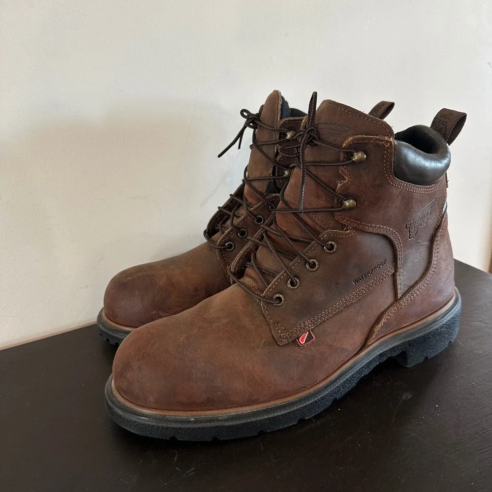 NEW Red Wing DynaForce 6-Inch Waterproof Steel Toe Work Boots Brown Leather Mens